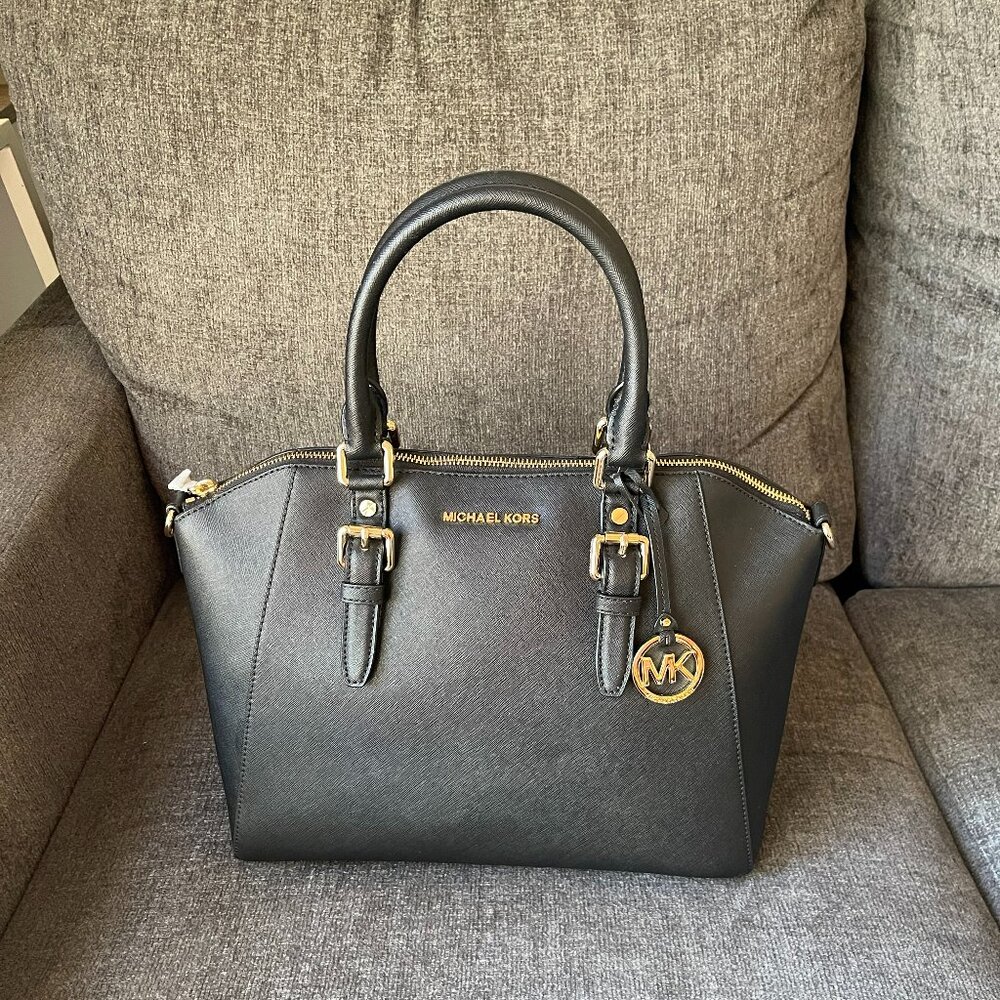 Michael Kors Large Ciara Saffiano Leather Womens Satchel Shoulder Bag NWT